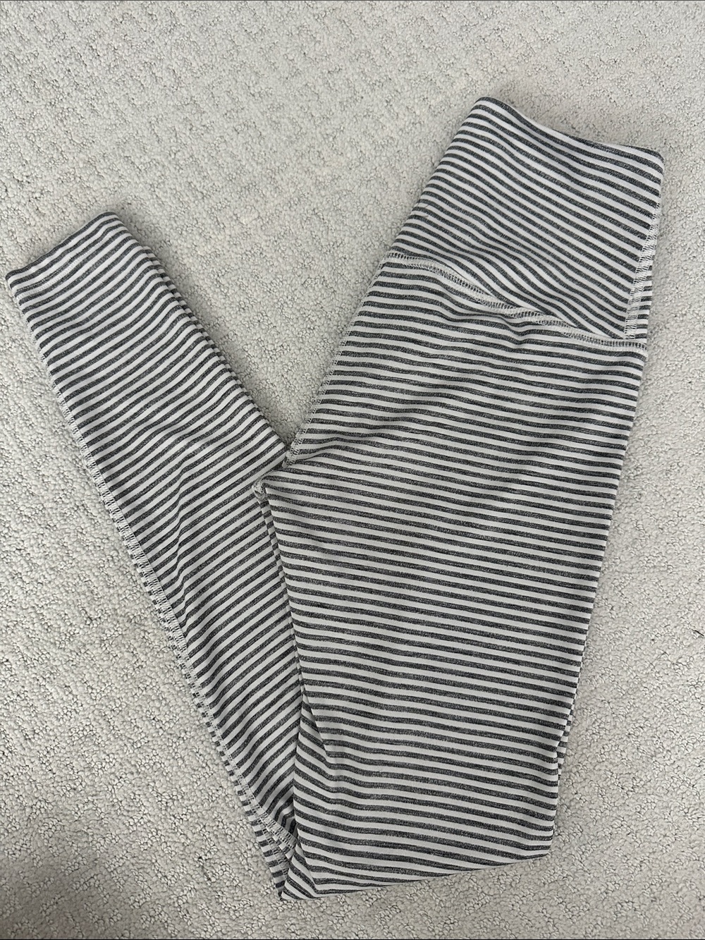 Beyond Yoga Black & White Striped Leggings